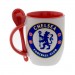 Красная кружка с ложкой с логотипом Челси