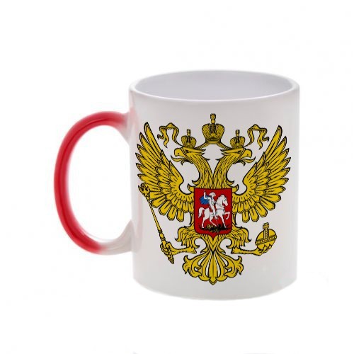Красная кружка хамелеон с логотипом Сборная России