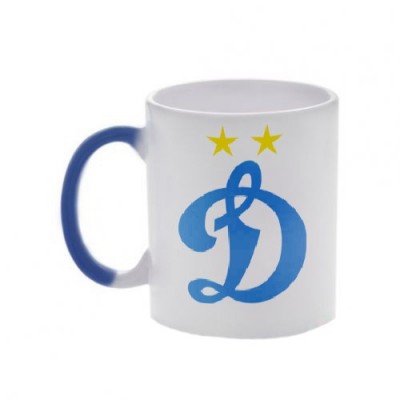 Синяя кружка хамелеон с логотипом Динамо Москва