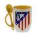 Оранжевая кружка с ложкой с логотипом Атлетико Мадрид