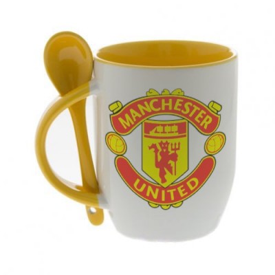 Оранжевая кружка с ложкой с логотипом Манчестер Юнайтед