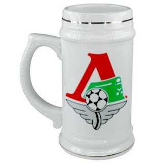 Пивная керамическая кружка с логотипом Локомотив